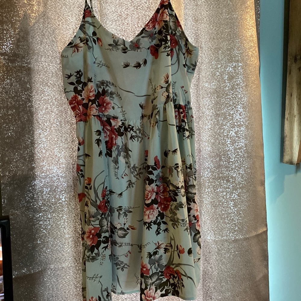 Light blue and floral sun dress